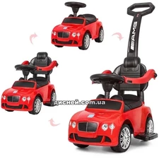 Детская каталка-толокар M 3901 L-3 Bentley, кожаное сиденье, красная